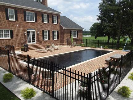 Black fiberglass pool (dark bottom pool)