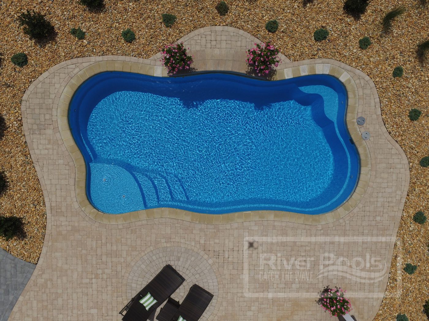 Blue fiberglass swimming pool
