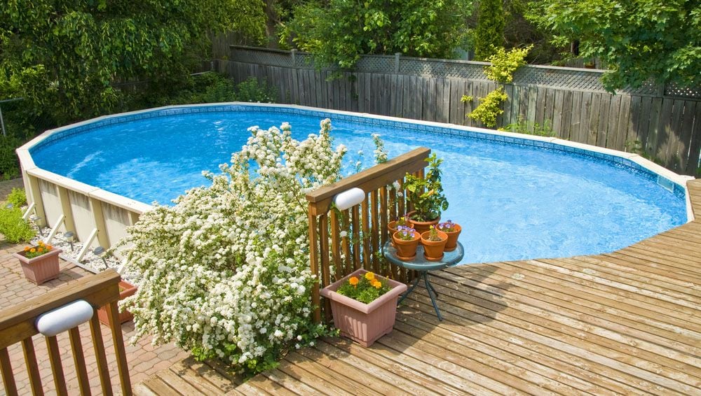 above ground swimming pool with deck