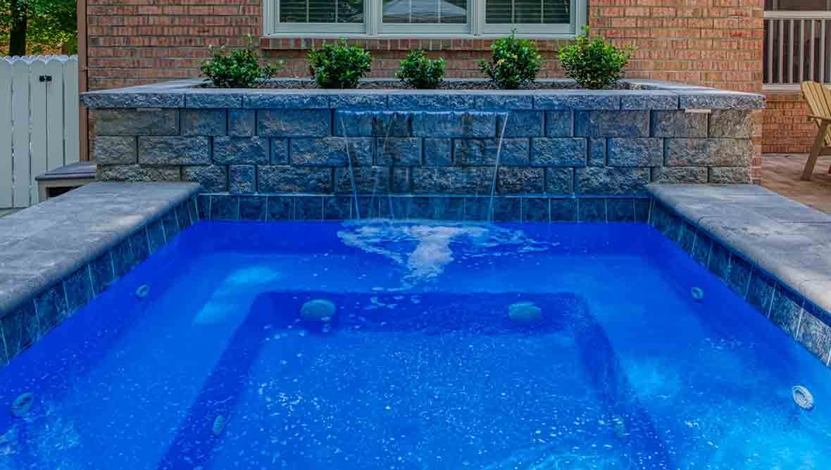 Inground fiberglass pool with spa 