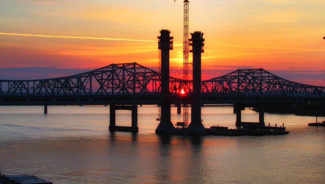 Louisville, KY bridge at sunset