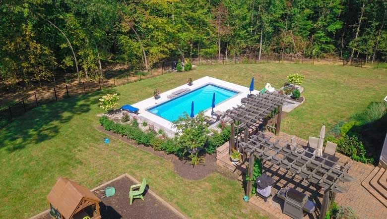 Outdoor living space with pool